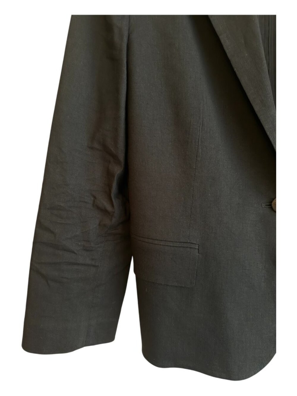 Theory unlined shrunken black linen blend blazer. Size 10. - Picture 7 of 11